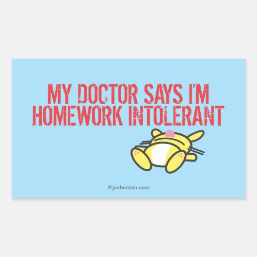 宿題を禁止する人 長方形シール (正面)