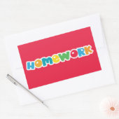 宿題カラフル赤ラベル 長方形シール (封筒)
