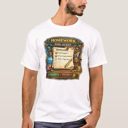 宿題サイドクエストゲーマー Tシャツ (正面)