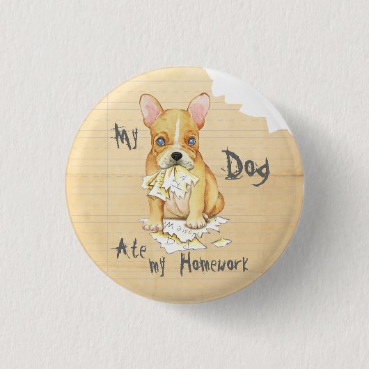 宿題フランスのを食べする 缶バッジ (正面)