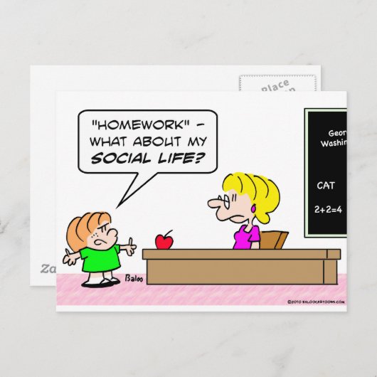 宿題先生学校の社会生活 ポストカード (正面/裏面)
