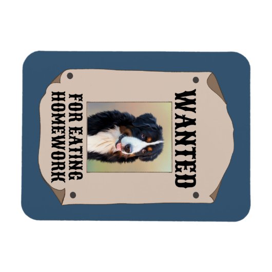 宿題食べ物の犬の写カスタム真を望む マグネット (横)