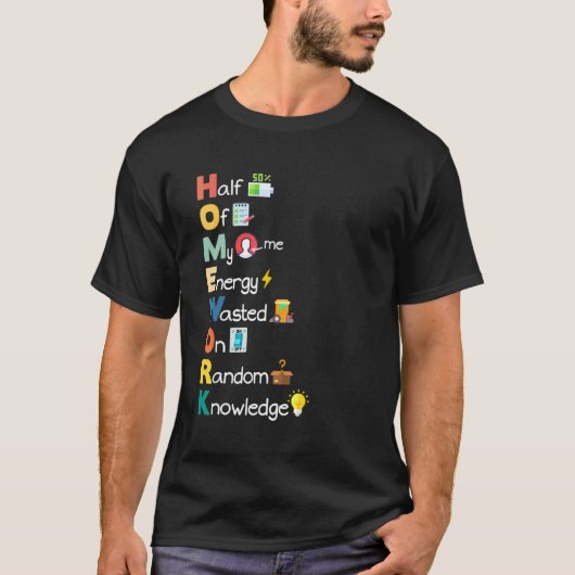 宿題 皮肉な頭字語 ユーモア 学生 先生 Tシャツ (正面)