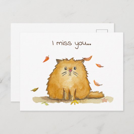 寂しいよ // 悲しい水彩ねこ ポストカード (正面/裏面)