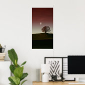 寂しい木と淡い色の月 ポスター (ホームオフィス)