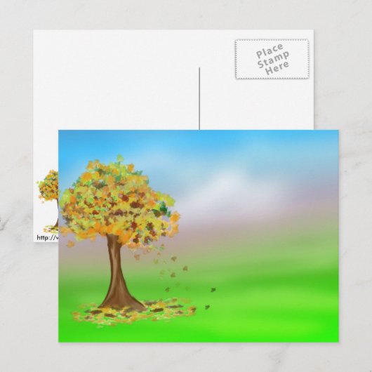 寂しい秋の木 ポストカード (正面/裏面)