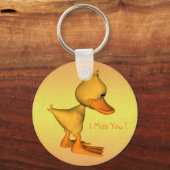 寂しく感じる黄色いアニメのヒヨコ キーホルダー (正面)