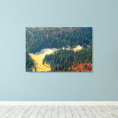 寂し転がい秋の野原に霧がかかっている キャンバスプリント (インサイチュ (ウッドフロア))