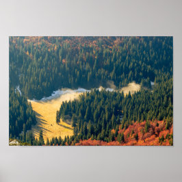 寂し転がい秋の野原に霧がかかっている ポスター