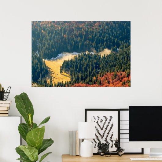 寂し転がい秋の野原に霧がかかっている ポスター (ホームオフィス)