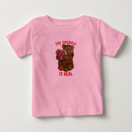 寄り添い実在は熊とハート ベビーTシャツ (正面)