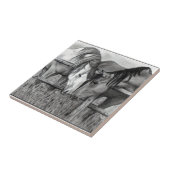 寄り添っている馬: 鉛筆のスケッチ、現実主義 タイル (側面)