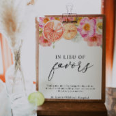 寄付のサインに代わるピンクの柑橘花