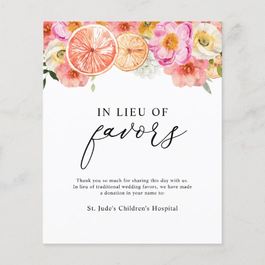 寄付のサインに代わるピンクの柑橘花 (正面)