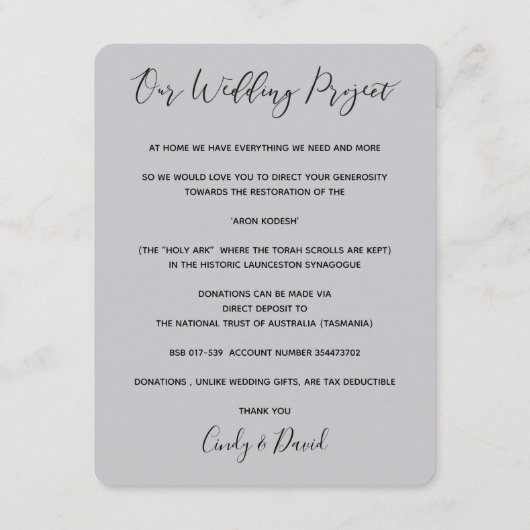 寄付カード-ロマンチックな森林 エンクロージャーカード (正面)