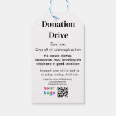 寄付ドライブ追加アドレス日付ビジネス名のロゴ ギフトタグ (裏面)