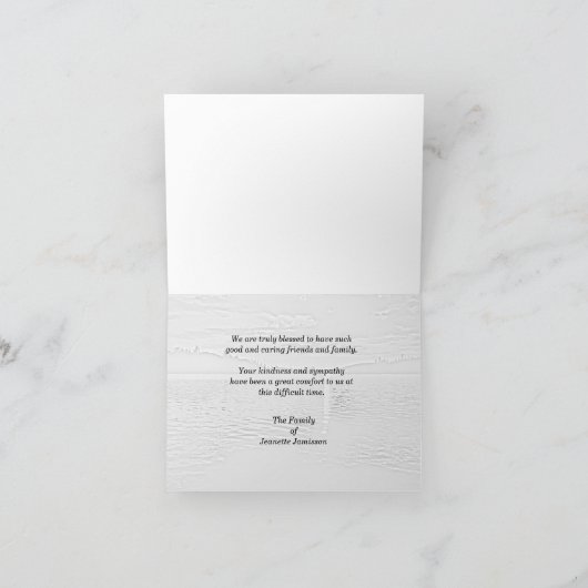 寄付金のカード、湖の日没ありがとう サンキューカード (内部)