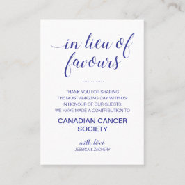 寄付金の代わりにネイビーブルー結婚 プレイスカード