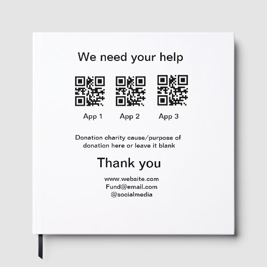 寄付金コレクションのヒントjar追加q r名前caus ゲストブック (正面)