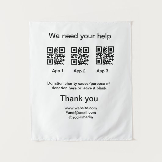 寄付金コレクションのヒントjar追加q r名前caus タペストリー (正面)