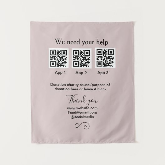 寄付金コレクションのヒントjar追加q r名前caus タペストリー (正面)