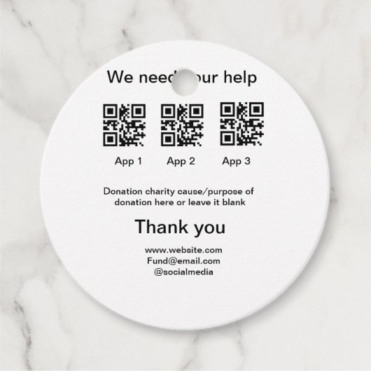 寄付金コレクションのヒントjar追加q r名前caus フェイバータグ (正面)