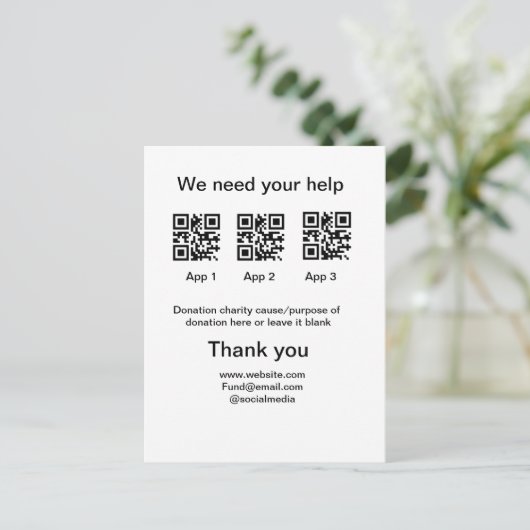 寄付金コレクションのヒントjar追加q r名前caus ポストカード (スタンド正面)