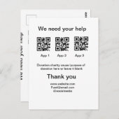 寄付金コレクションのヒントjar追加q r名前caus ポストカード (正面/裏面)