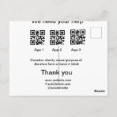 寄付金コレクションのヒントjar追加q r名前caus ポストカード (裏面)