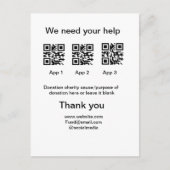 寄付金コレクションのヒントjar追加q r名前caus ポストカード (正面)