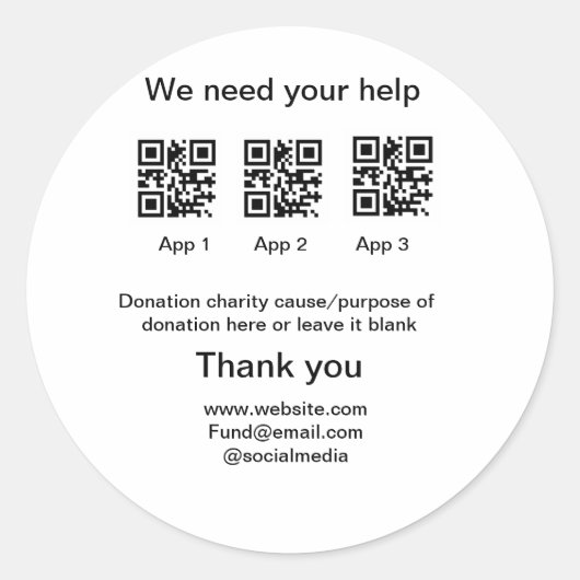 寄付金コレクションのヒントjar追加q r名前caus ラウンドシール (正面)