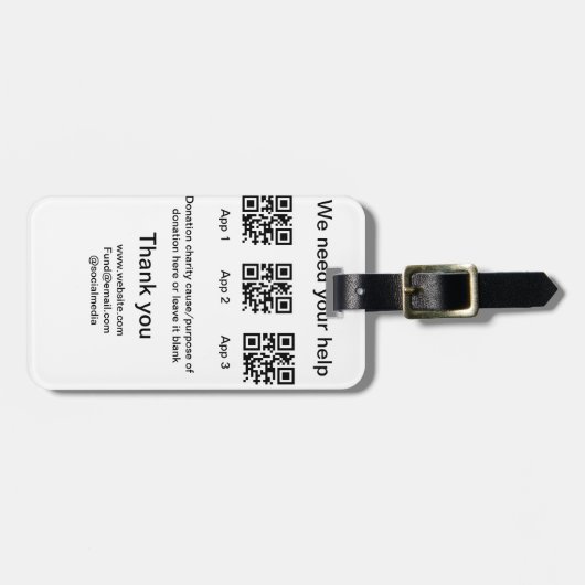 寄付金コレクションのヒントjar追加q r名前caus ラゲッジタグ (正面横)