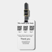 寄付金コレクションのヒントjar追加q r名前caus ラゲッジタグ (正面縦)