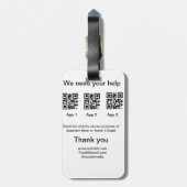 寄付金コレクションのヒントjar追加q r名前caus ラゲッジタグ (裏面縦)