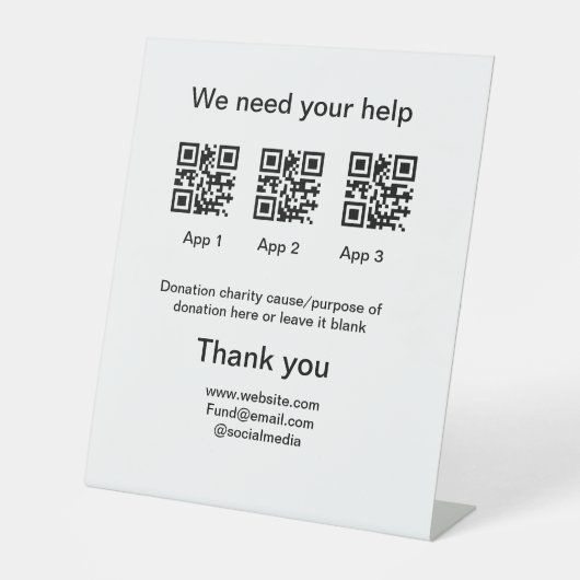 寄付金コレクションのヒントjar追加q r名前caus 台座サイン (正面)