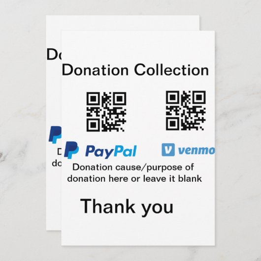 寄付金コレクションのヒントjar追加q r名前caus 招待状 (正面/裏面)