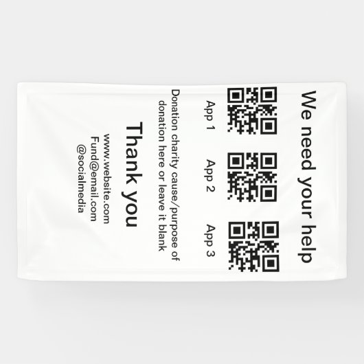 寄付金コレクションのヒントjar追加q r名前caus 横断幕 (横)