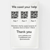 寄付金コレクションのヒントjar追加q r名前caus 横断幕 (縦)