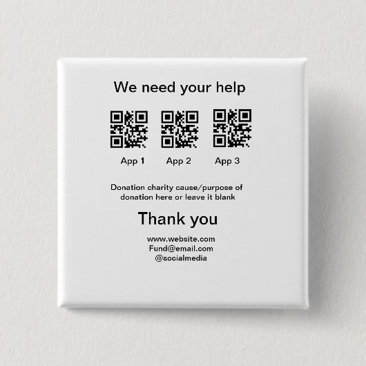 寄付金コレクションのヒントjar追加q r名前caus 缶バッジ (正面)