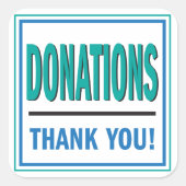 寄付金jarティール（緑がかった色）と青いステッカー スクエアシール (正面)