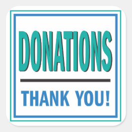 寄付金jarティール（緑がかった色）と青いステッカー スクエアシール