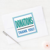 寄付金jarティール(緑がかった色)と青いステッカー スクエアシール (封筒)