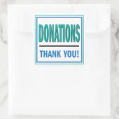 寄付金jarティール(緑がかった色)と青いステッカー スクエアシール (バッグ)