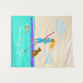 寄宿生活SUPガールドッグタートルサマー タペストリー (正面(横))