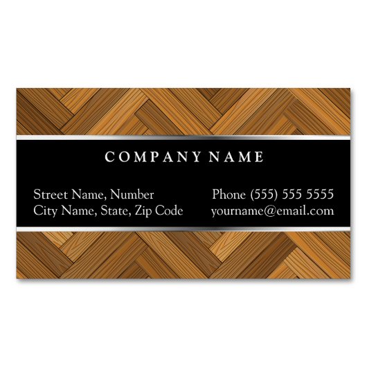 寄木細工の床床の磁気名刺 マグネット名刺 (正面)