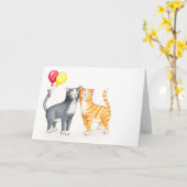 寄添う猫 カード (黄色い花)