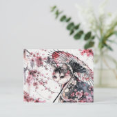 寄生虫が咲き乱れる芸者ネコとチのさくらんぼ ポストカード (スタンド正面)