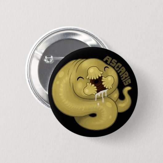 寄生虫: Ascaris 缶バッジ (正面&裏面)