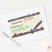 寄贈された列車の蔵書票 長方形シール (封筒)