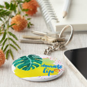 寄贈する熱帯黄水色 キーホルダー (側面)